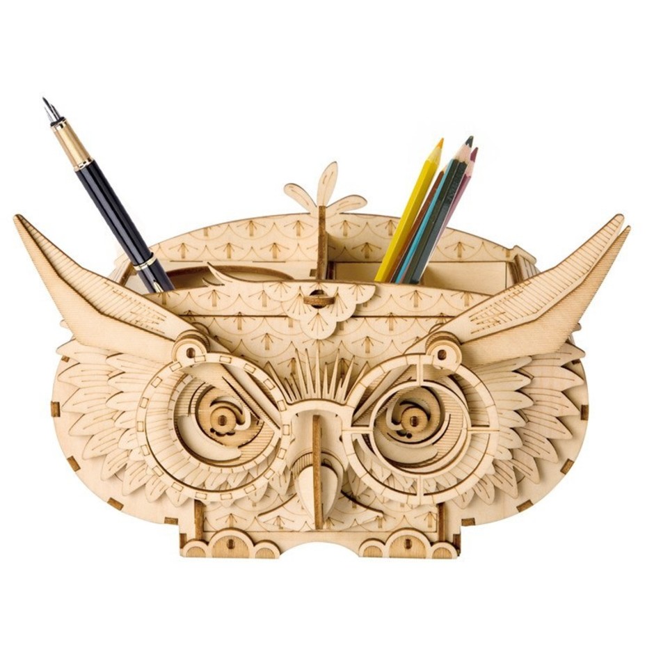 puzzle 3d pot crayon hibou