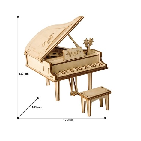Puzzle 3D en bois grand piano à queue jeu éducatif d'assemblage wooden musique 