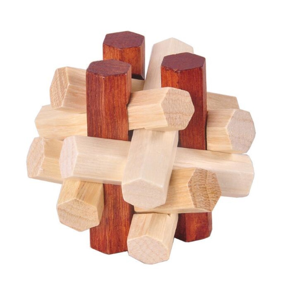 casse tête en bois hexagone 12 pièces