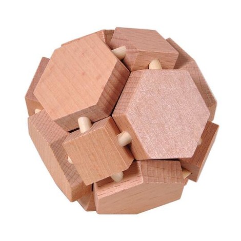 casse tête en bois boule hexagonale
