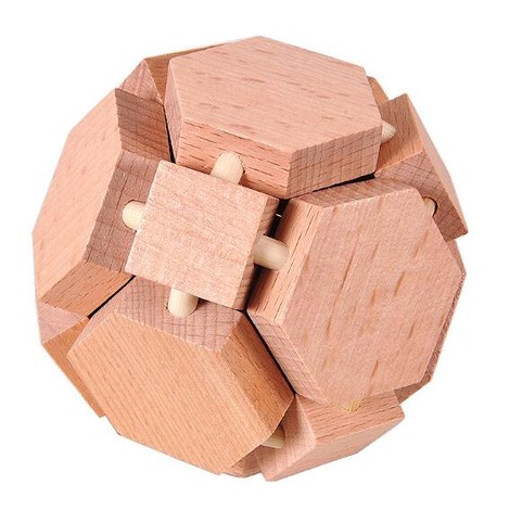 casse tête en bois boule hexagonale