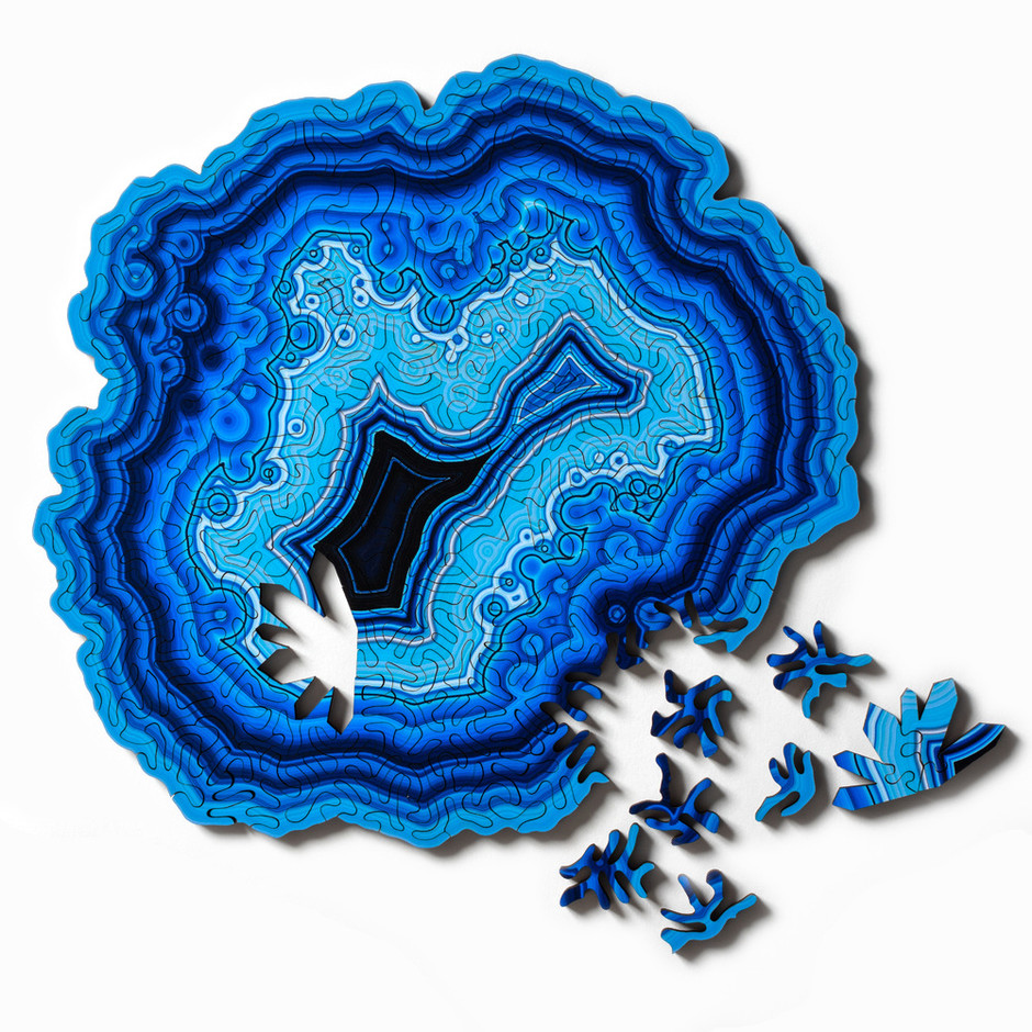 puzzle en bois agate bleue