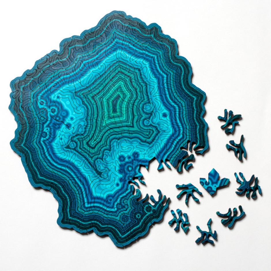 puzzle en bois agate turquoise