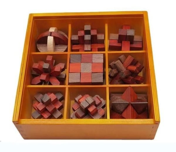 Coffret Jeux en Bois - Coffret 9 Casse-Tête en Bois