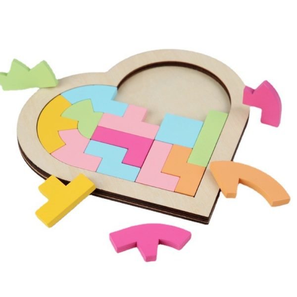 Tangram en Bois - Cœur pastel