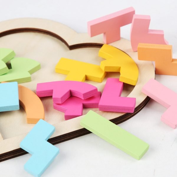 Tangram en Bois - Cœur pastel – Image 2